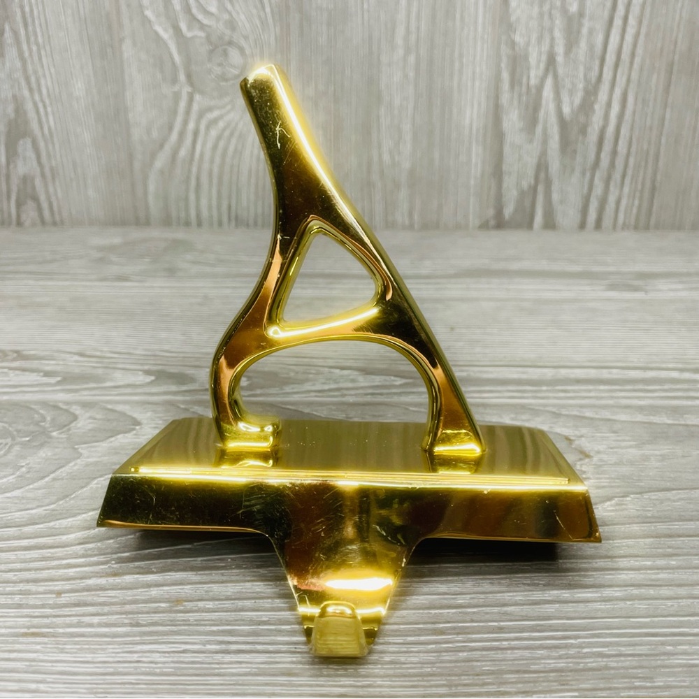 Pottery barn gold tone heavy shelf stocking hook Christmas decorations “ A “